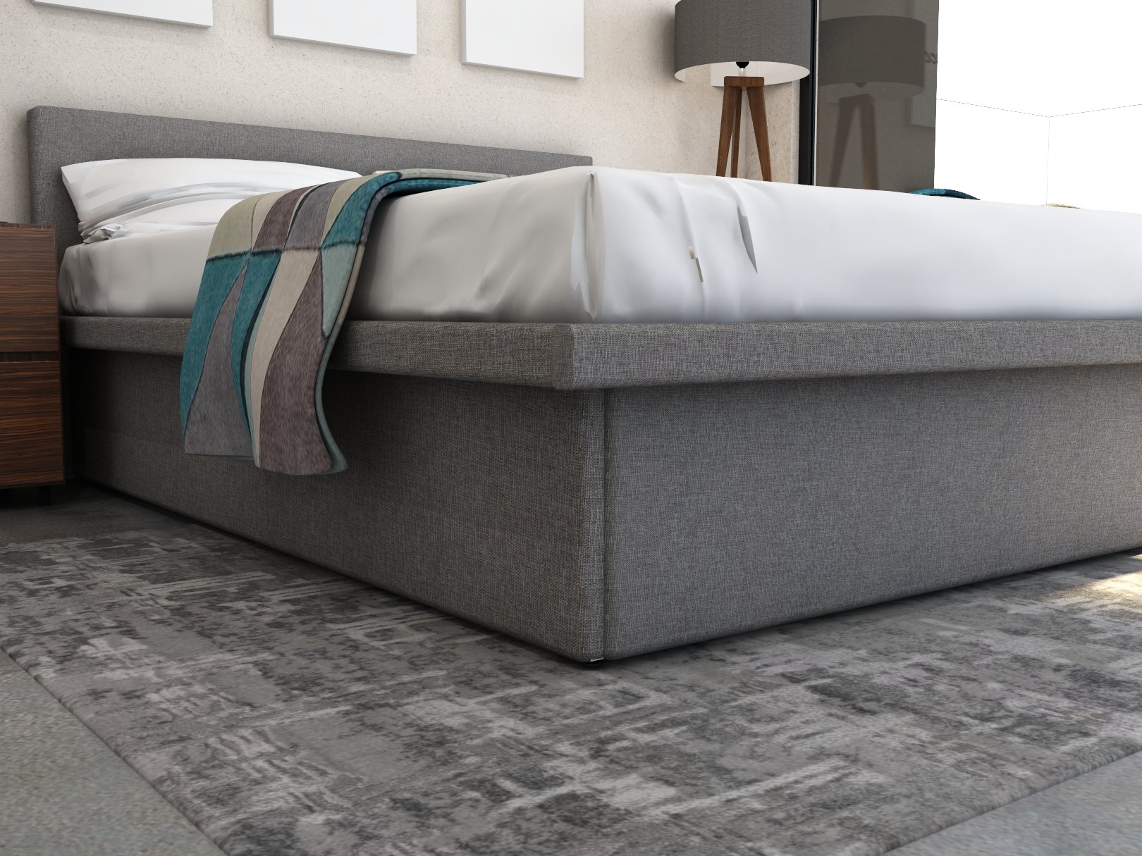 Cunert base de cama individual con tapicería color café claro // MS