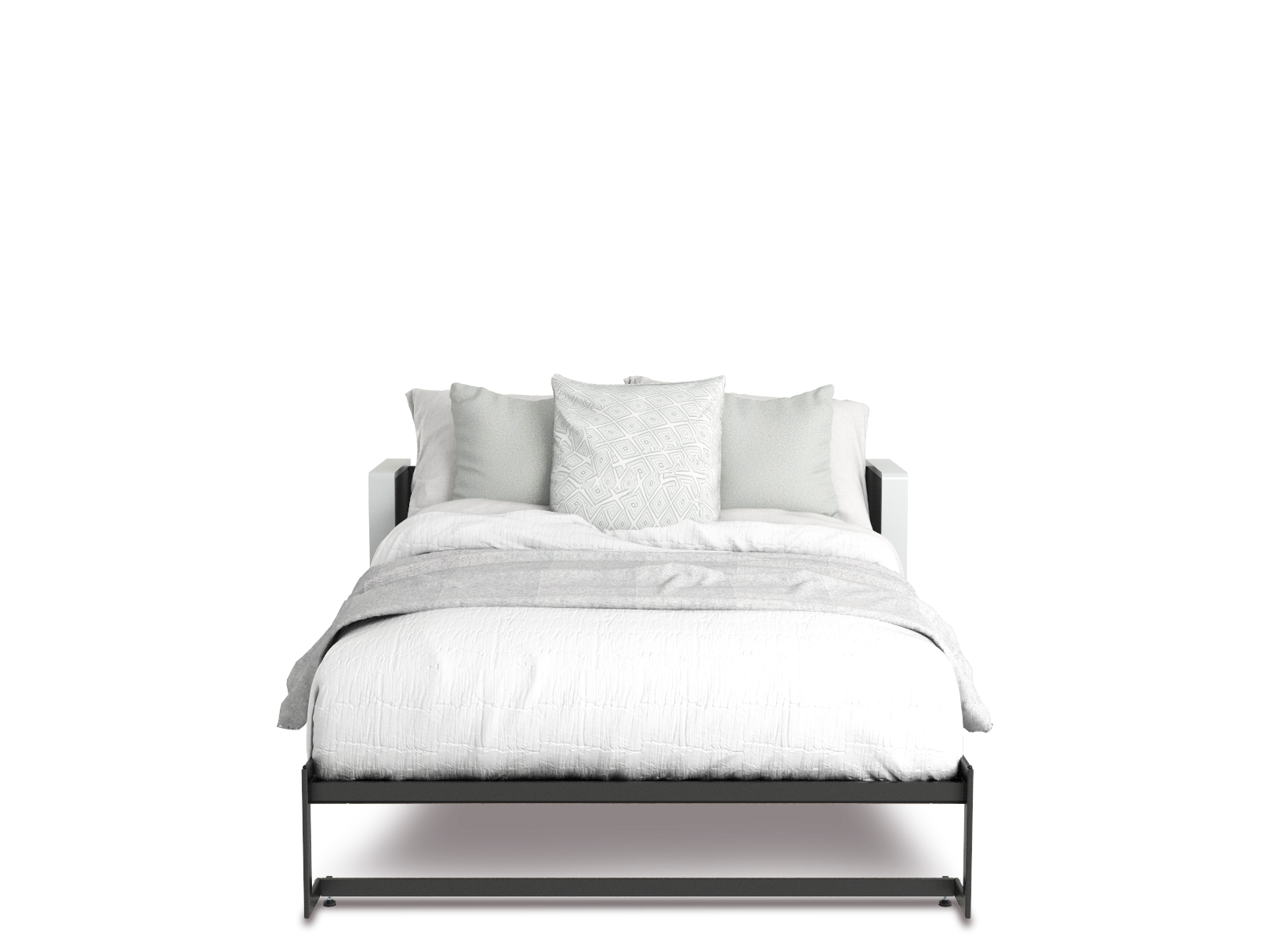 Esentelle base de cama queen size con laminado de madera color blanca // MS