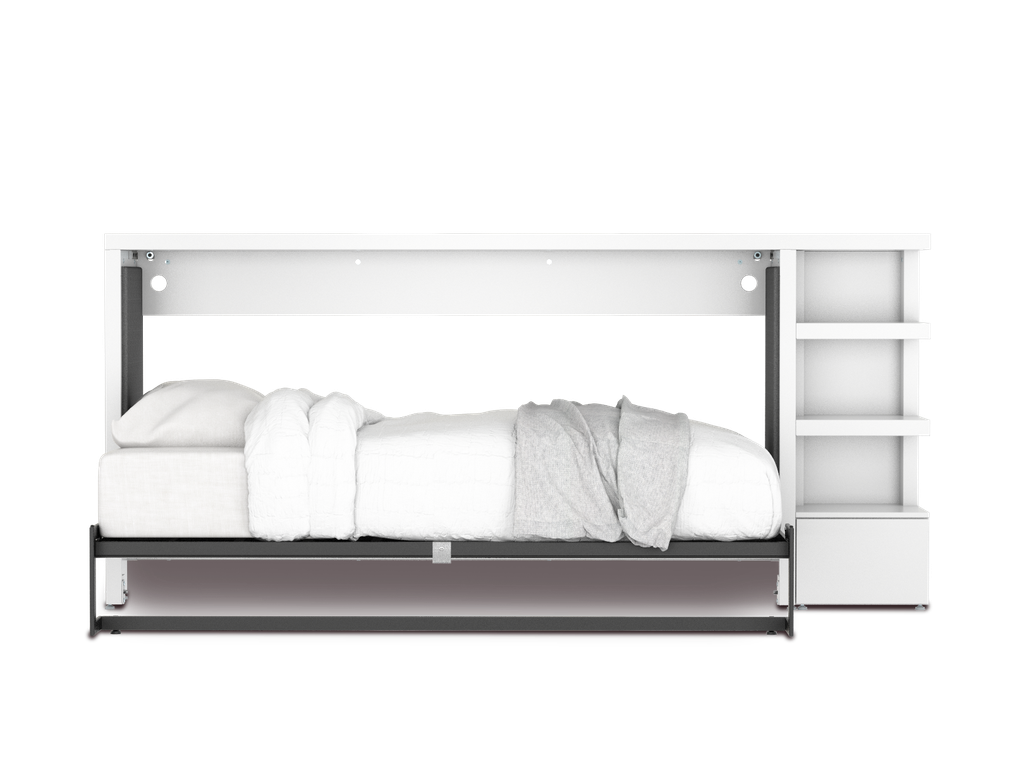 Kiddi cama individual abatible con laminado de madera color concreto // MS