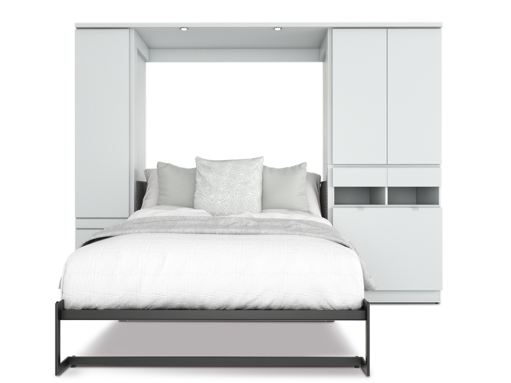 Todden conjunto de cama abatible,clóset,sofá y mesa matrimonial laminado de madera color blanca // MS