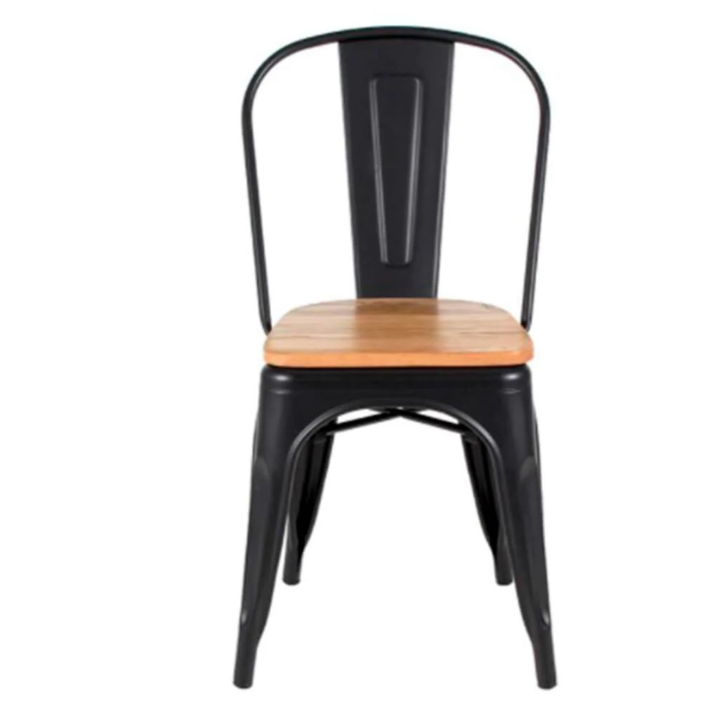 Folix silla negra asiento madera_20600