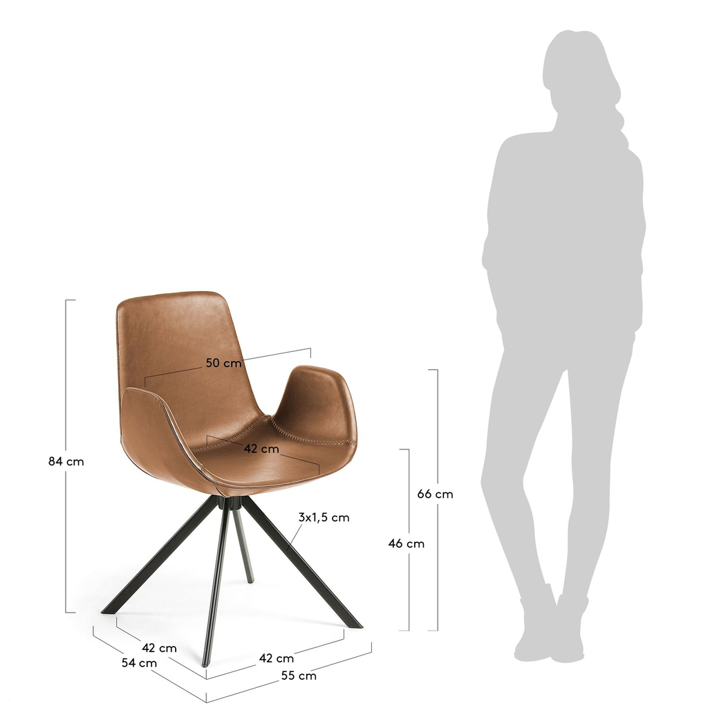 Yasmin silla piel sintética marrón claro // KH_2129