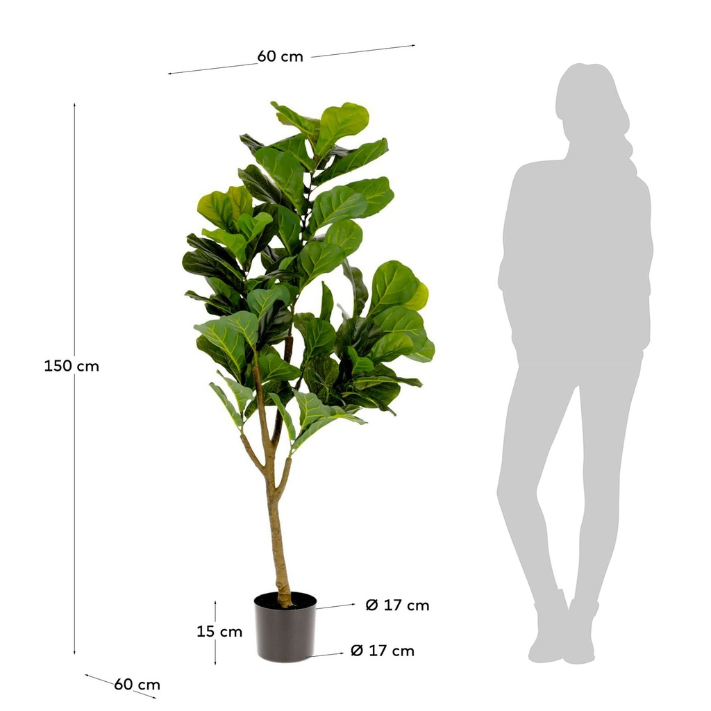 Ficus planta artificial de 150 cm con maceta negro