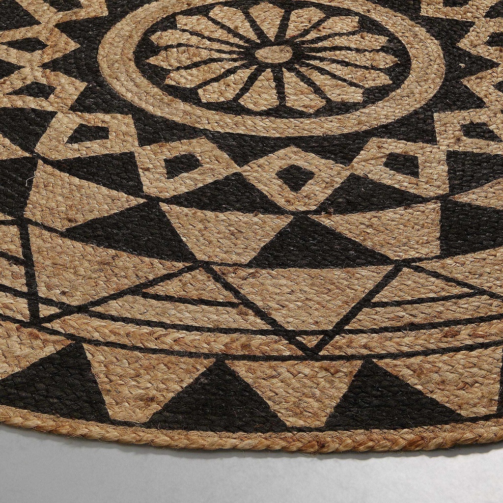 Cheer alfombra yute redonda negro 150