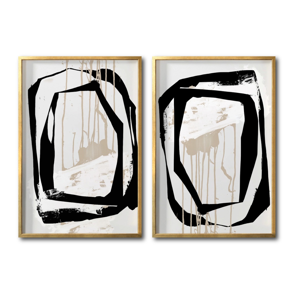 Juego abstracto negro dorado arena cuadro decorativo codigo 028 A Y B-MD // MP
