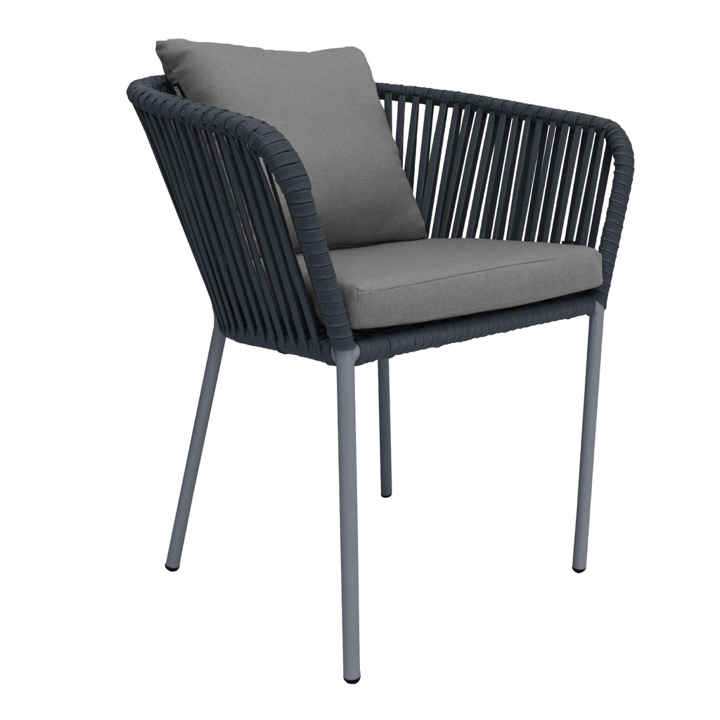 Jalisco silla metal gris cuerda gris cojines asiento y respaldo en currri gris claro