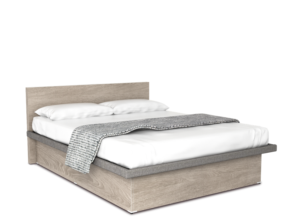 Cunert base de cama matrimonial con laminado de madera color acacia // MS
