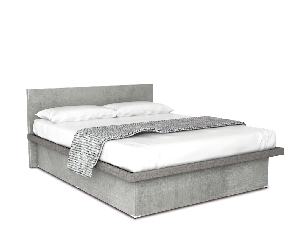 Cunert base de cama queen size con laminado de madera color concreto // MS