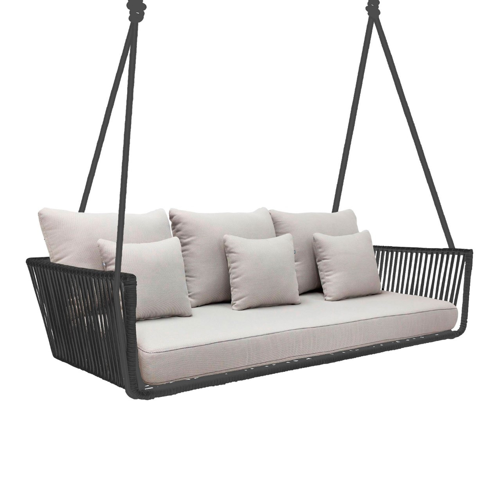 Vallarta columpio sofa cuerda gris tela curri