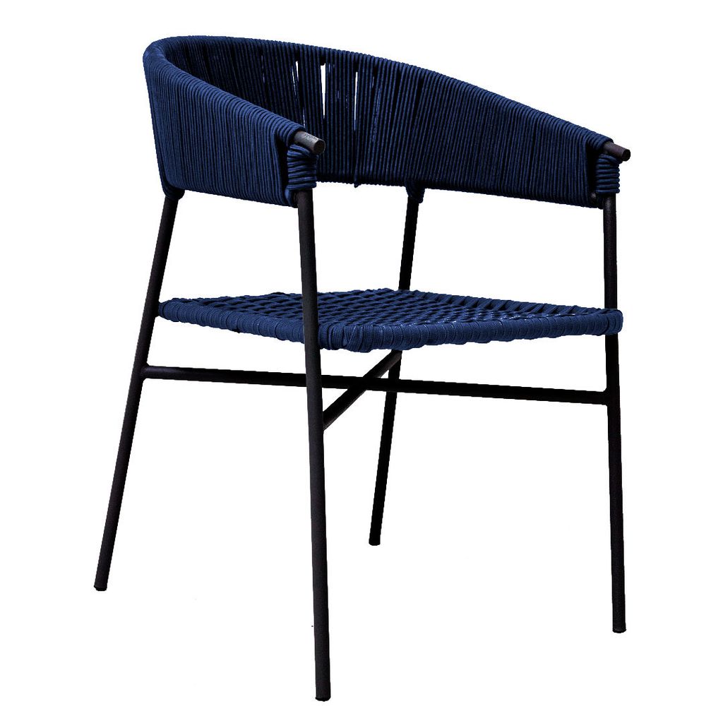 Zamora silla metal negro cuerda azul marino
