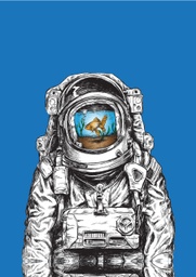 [KCV00404C] Cuadro pez azul astronauta // MP