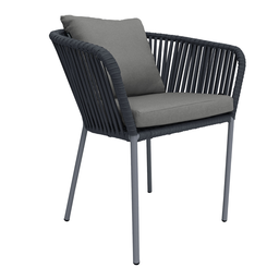 [54037SI] Jalisco silla metal gris cuerda gris cojines asiento y respaldo en currri gris claro