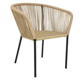 [53263SI] Ameca silla estructura negra cuerda beige