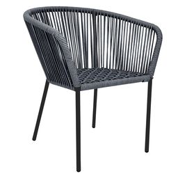 [53273SI] Ameca silla estructura negra cuerda gris jaspeado