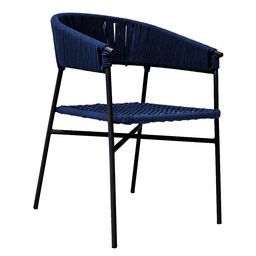 [ZAE02725] Zamora silla metal negro cuerda azul marino