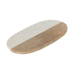 [AA7061PR05] Augustine tabla de servir de mármol blanco y madera de mango